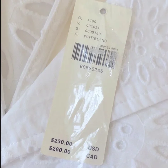 Maeve By Anthropologie Eyelet Shirt Dress White Summer Button Up Front - Picture 4 of 6